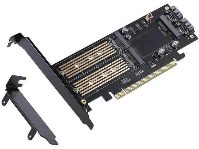 Alt view image 7 of 7 - 3-in-1 M.2 & mSATA SSD Adapter Card with Dual Heatsinks