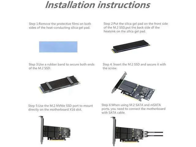 Alt view image 6 of 7 - 3-in-1 M.2 & mSATA SSD Adapter Card with Dual Heatsinks