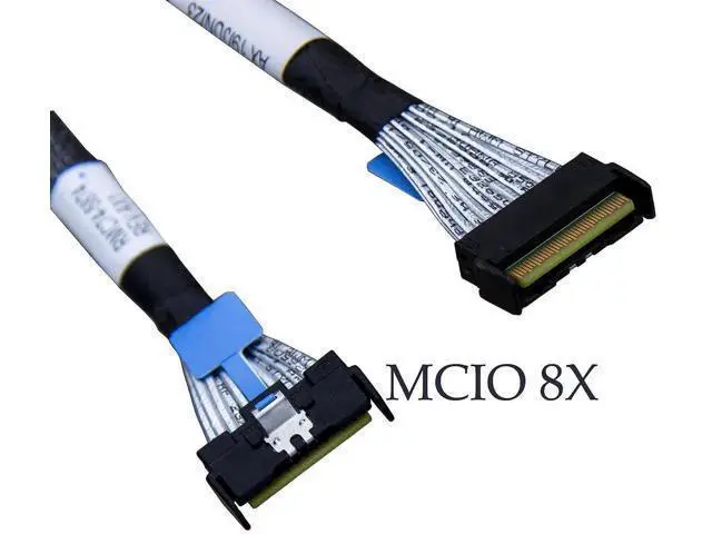 Alt view image 6 of 6 - 100cm PCIe Gen5 Mini Cooledge IO (MCIO) Double Straight Cable, MCIO x8 74Pin to SlimSAS SFF-8654 x8 74Pin Straight Through High-Speed NVMe Storage Cable