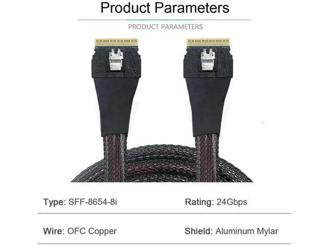 Alt view image 7 of 7 - 50cm PCIe 4.0 Slimline SAS SFF-8654 8i 74Pin Interconnect Cable, SFF-8654 Host to SFF-8654 Target Internal Server RAID Storage Cable