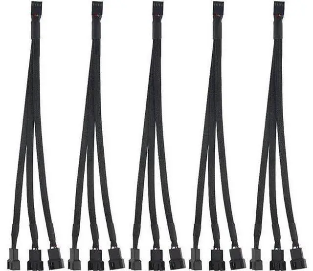 Main image of 5 Pack 4-Pin PWM Fan Y Splitter Cable, 1 to 3 PC Case Fan Power Extension Adapter for ATX Chassis