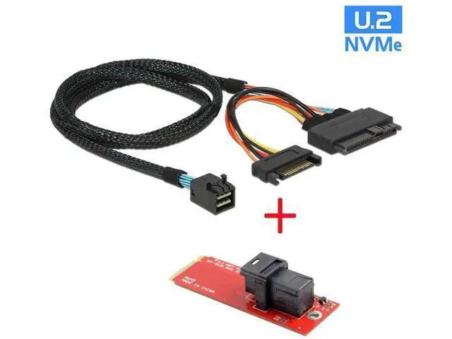 Alt view image 5 of 6 - SFF-8643 to U.2 SFF-8639 NVMe Cable Kit with SFF-8643 to NGFF M-Key Adapter, Motherboard Storage Expansion Set Compatible with Intel SSD 750 / P3600 / P3700 Enterprise SSD