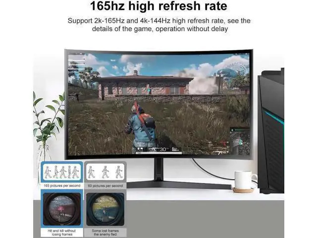 Alt view image 2 of 7 - 8K DisplayPort Cable 1.4, 16.4ft Nylon Braided UHD DP Cable (8K@60Hz,4K@144Hz) Ultra High Speed DisplayPort to DisplayPort Cable 32.4Gbps, and HBR3 for PC, Laptop, HDTV Gaming Monitor- Black