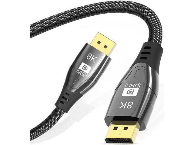 Alt view image 5 of 7 - 8K DisplayPort Cable 1.4, 16.4ft Nylon Braided UHD DP Cable (8K@60Hz,4K@144Hz) Ultra High Speed DisplayPort to DisplayPort Cable 32.4Gbps, and HBR3 for PC, Laptop, HDTV Gaming Monitor- Black