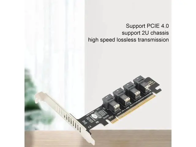 Alt view image 3 of 6 - PCIe x16 to 4-Port U.2 NVMe Expansion Card, PCIe 4.0 SFF-8643 Splitter Adapter Compatible with SFF-8639 U.2 SSD, Individual LED Activity Indicators for Server & Workstation