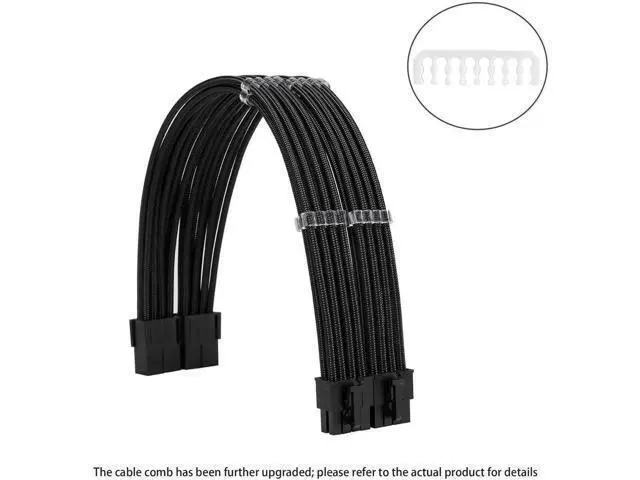 Alt view image 2 of 6 - Black Braided PSU Extension Cable Kit, 18AWG ATX 24Pin + EPS 8Pin + PCI-E 8Pin Cables with Cable Combs for Motherboard & GPU