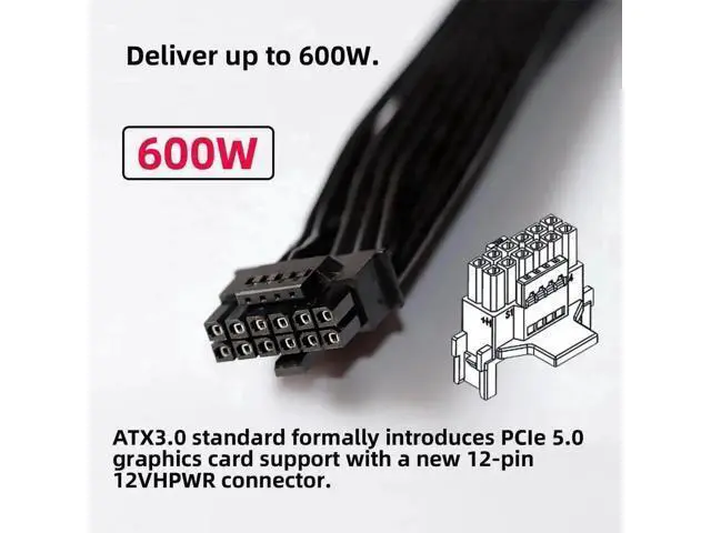 Alt view image 4 of 5 - 17cm 12VHPWR Male to Female Extension Cable, ATX3.0 PCIe5.0 16Pin(12+4) GPU Power Cord
