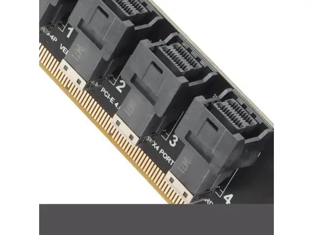 Alt view image 6 of 6 - PCIe x16 to 4-Port U.2 NVMe Expansion Card, PCIe 4.0 SFF-8643 Splitter Adapter Compatible with SFF-8639 U.2 SSD, Individual LED Activity Indicators for Server & Workstation