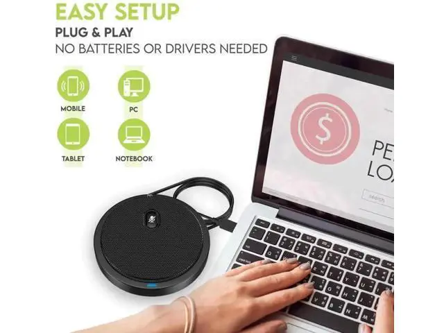 Alt view image 5 of 6 - Conference USB Desktop Microphone, Omnidirectional PC Mic with Mute Button & LED Indicator, Plug and Play for Online Meeting, Class, Skype, Zoom and Recording, No Built-in Speaker