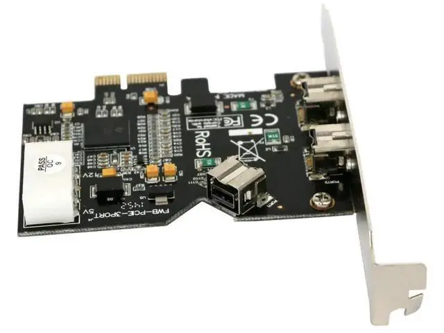 Alt view image 2 of 6 - PCIe x1 3-Port IEEE 1394B FireWire 800 Controller Card