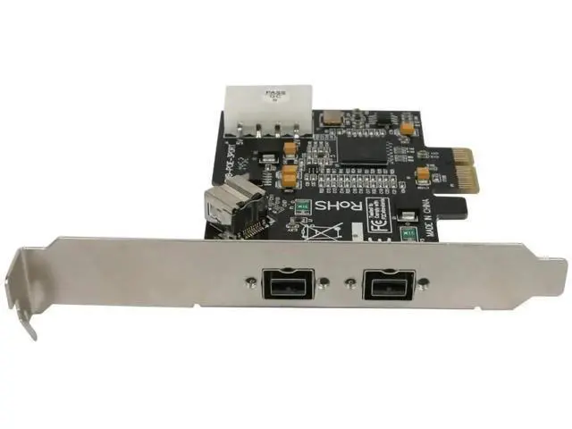Alt view image 3 of 6 - PCIe x1 3-Port IEEE 1394B FireWire 800 Controller Card