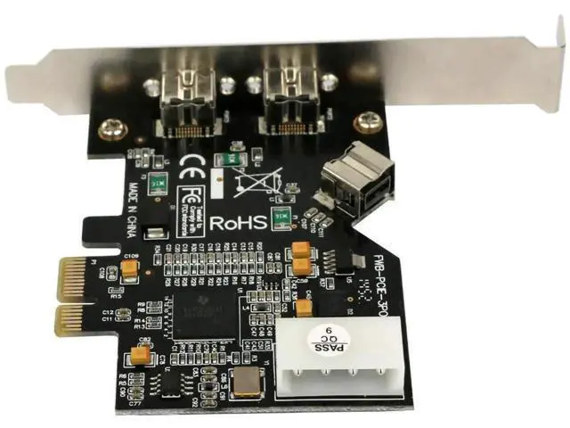 Alt view image 5 of 6 - PCIe x1 3-Port IEEE 1394B FireWire 800 Controller Card