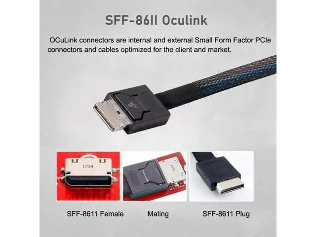 Alt view image 6 of 7 - 50cm OCuLink PCIe Active Cable, SFF-8611 4i Male to SFF-8087 36Pin Mini SAS Internal Storage Cable for Slimline PCIe SSD, Server RAID & Workstation