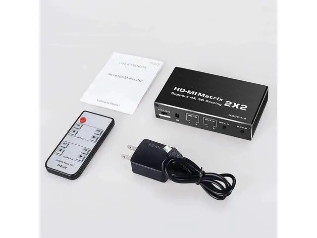 Alt view image 5 of 7 - 2x2 HDMI Matrix Switch 2 in 2 Out with IR Remote Control, HDMI 2.0b 4K@60Hz Matrix Splitter Supports HDR, HDCP1.4, 3D, 1080P, YUV 4:2:0, Model OZJ3