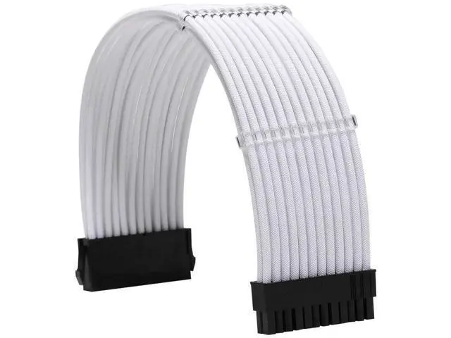 Alt view image 4 of 6 - White Braided Sleeved PSU Extension Cable Kit, 18AWG ATX 24Pin + EPS 8Pin + PCI-E 8Pin with Cable Combs for PSU Connecting Motherboard & Graphics Card