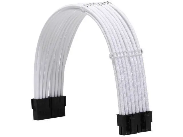 Alt view image 6 of 6 - White Braided Sleeved PSU Extension Cable Kit, 18AWG ATX 24Pin + EPS 8Pin + PCI-E 8Pin with Cable Combs for PSU Connecting Motherboard & Graphics Card