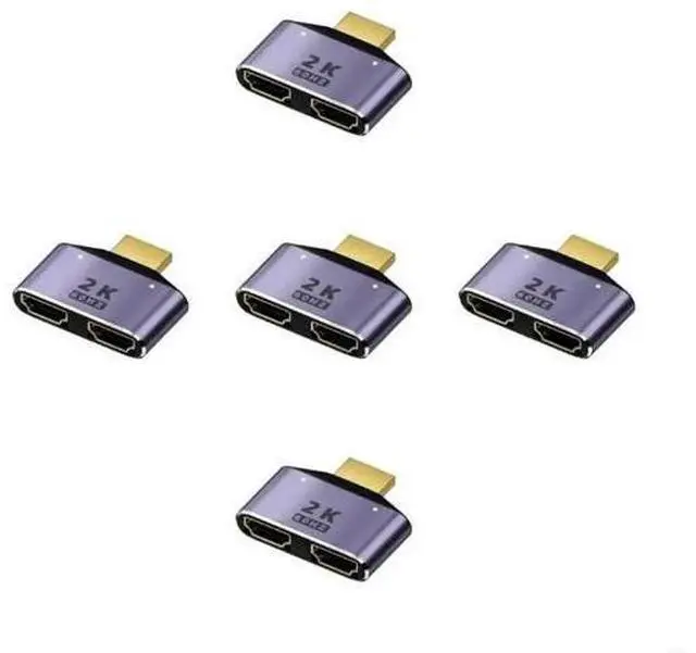 Main image of 5-Pack HDMI Splitter 1 in 2 Out, 2K 1x2 Ports Powered Splitter, Full Ultra HD 1080P 3D Support for TV Monitor Projector