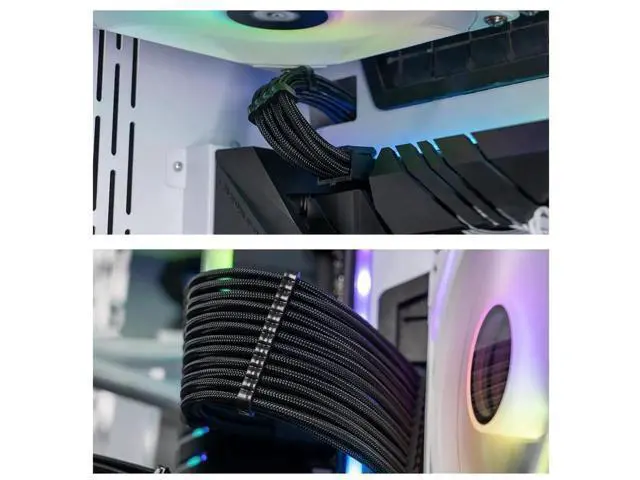 Alt view image 3 of 4 - 30CM Sleeved PSU Extension Cable Kit with Cable Combs, 24Pin + Dual EPS 8Pin(4+4) + Dual PCIe 8Pin(6+2), Black ATX Power Extension Set