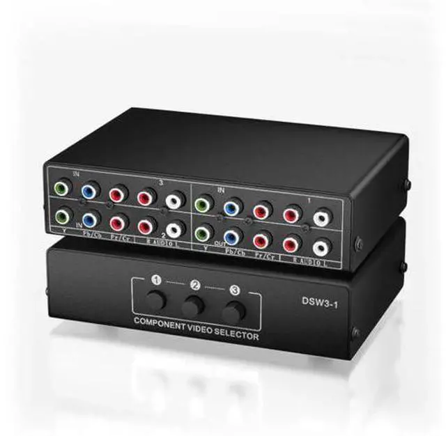 Main image of 3 in 1 Out Component AV Switch Box, 3-Port 5 RCA YPbPr RGB Component Video Selector with L/R Stereo Audio, Supports 1080P, Compatible with Xbox, Wii, PS1/PS2/PS3, SNES, DVD Players, STB and HDTV