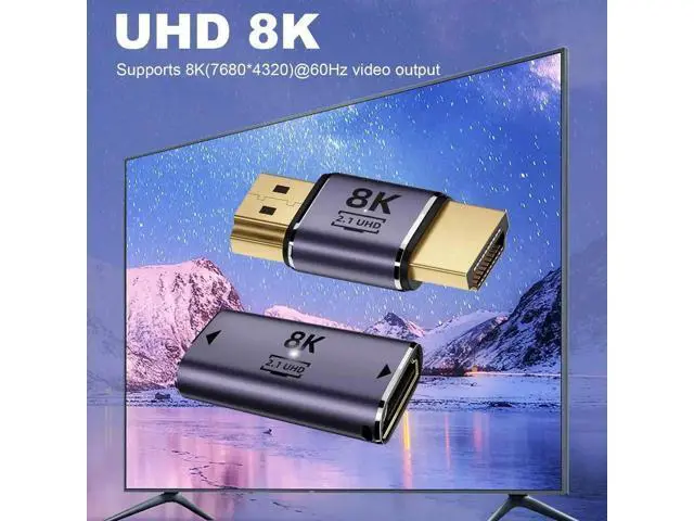 Alt view image 5 of 6 - 6 Pack Aluminum Alloy 8K HDMI 2.1 Adapters, 90°/270° Up/Down Left/Right Angled Male to Female + Male to Male & Female to Female HDMI Couplers