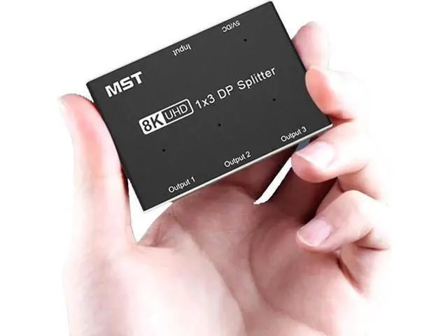 Alt view image 2 of 7 - 1 in 3 Out DisplayPort Splitter Hub, 8K@30Hz 4K@120Hz DP MST SST Converter Adapter, 1x3 DP Splitter for Ultra HD Source to 3 Monitors