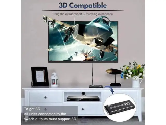 Alt view image 3 of 7 - 4 in 1 Out HDMI 2.0 Switch 4K@60Hz with IR Remote, 4-Port HDMI Switcher Support HDR HDCP2.2 3D 1080P, for PS4, Xbox One, Fire TV, Apple TV, Sky Box, STB, DVD, Roku