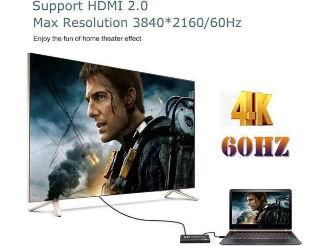 Alt view image 6 of 7 - 4 in 1 Out HDMI 2.0 Switch 4K@60Hz with IR Remote, 4-Port HDMI Switcher Support HDR HDCP2.2 3D 1080P, for PS4, Xbox One, Fire TV, Apple TV, Sky Box, STB, DVD, Roku