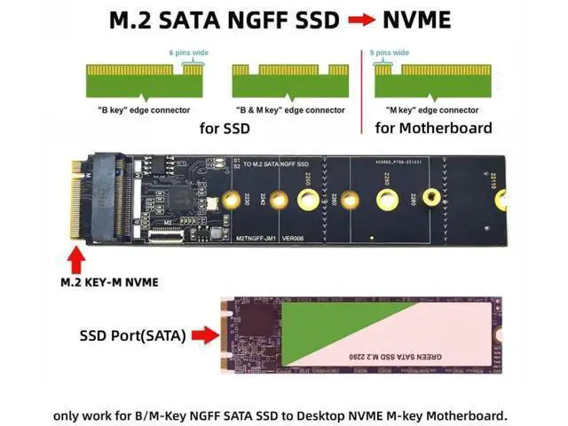 Alt view image 6 of 7 - JMB582 Chip M.2 SATA B+M Key to NVMe M-Key Converter Adapter Card, NGFF SSD Expansion Board Support 2230 2242 2260 2280 22110 M.2 Solid State Drives for Motherboard Storage Upgrade