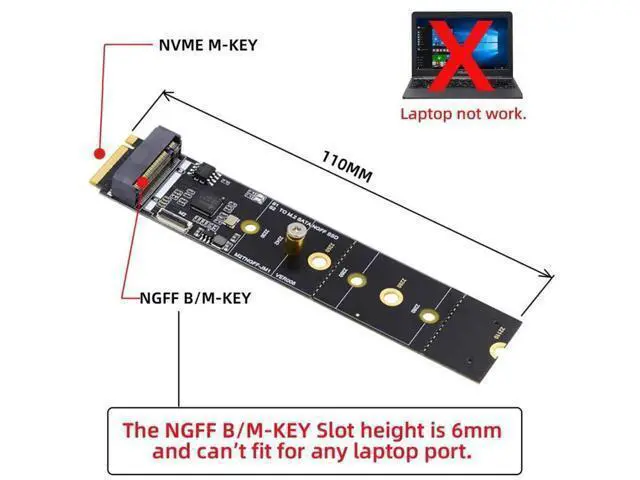 Alt view image 3 of 7 - JMB582 Chip M.2 SATA B+M Key to NVMe M-Key Converter Adapter Card, NGFF SSD Expansion Board Support 2230 2242 2260 2280 22110 M.2 Solid State Drives for Motherboard Storage Upgrade