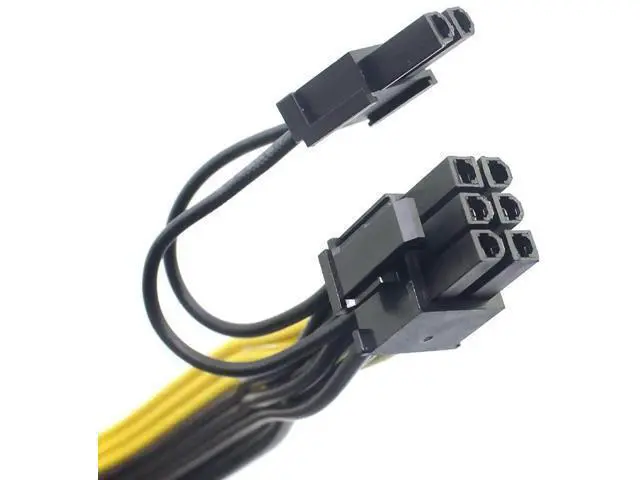 Alt view image 2 of 7 - 2 Pack 6Pin Male to Dual 8Pin(6+2) Male PCIe Splitter Power Cable, 18AWG Ribbon Extension Cord for Graphics Card
