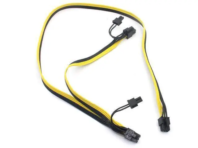 Alt view image 4 of 7 - 2 Pack 6Pin Male to Dual 8Pin(6+2) Male PCIe Splitter Power Cable, 18AWG Ribbon Extension Cord for Graphics Card