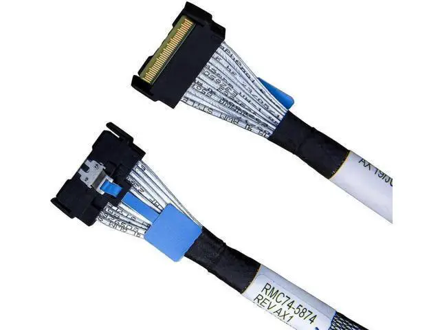 Alt view image 6 of 6 - 80cm PCIe 4.0 MCIO 74Pin to Dual 68Pin Splitter Cable with Power, x8 to Dual Port Adapter Cable