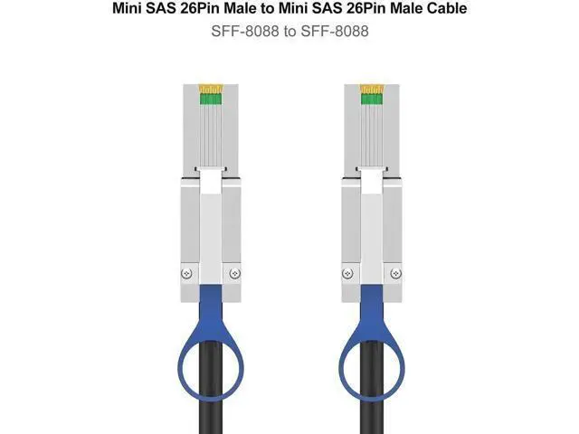 Alt view image 4 of 6 - 1.0m SFF-8088 to SFF-8088 External Mini SAS Cable, 26Pin Male to Male SAS 2.0 Interconnect Wire for RAID, DAS and Enterprise Servers