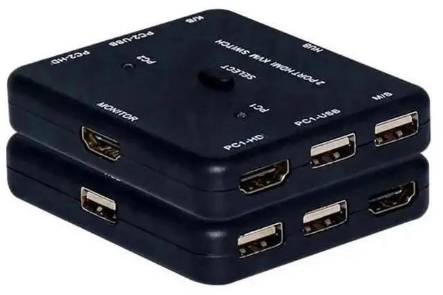 Main image of 2 Port 4K HDMI KVM Switch with USB Hub, Multi-Functional Adapter Dock for Computer & LCD Monitor, Supports Data Transmission & Phone Charging