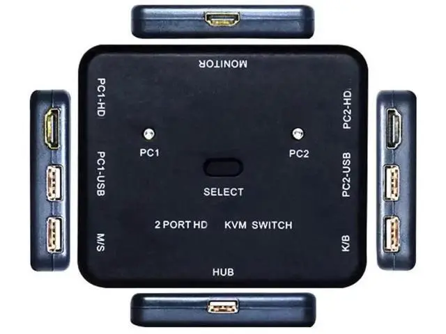 Alt view image 5 of 6 - 2 Port 4K HDMI KVM Switch with USB Hub, Multi-Functional Adapter Dock for Computer & LCD Monitor, Supports Data Transmission & Phone Charging