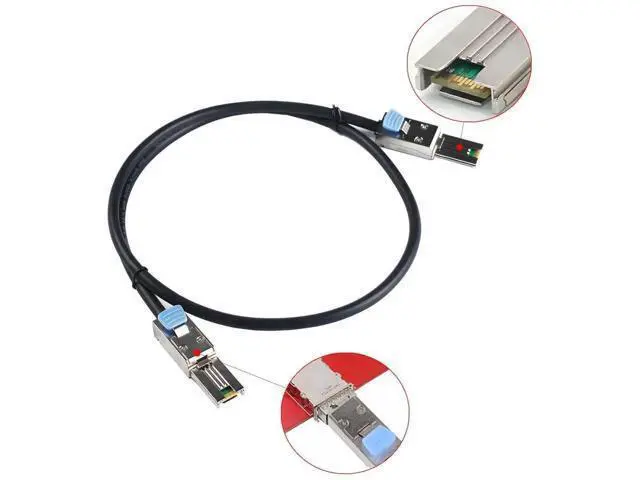 Alt view image 2 of 5 - 1M External Mini SAS Cable, SFF-8088 26Pin Male to SFF-8088 26Pin Male Multilane RAID Storage Cable for Server JBOD Data Center