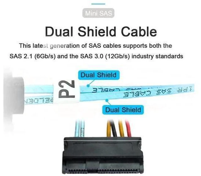 Alt view image 6 of 7 - 100cm Slimline SAS 4.0 Fanout Cable, SFF-8654 4i 38Pin Host to 4x SFF-8654 29Pin Target RAID Storage Cable