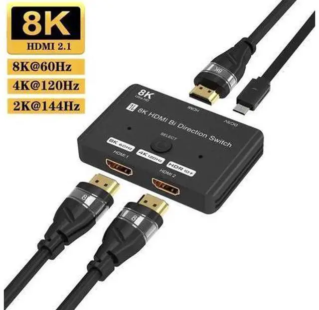 Main image of Bi-Directional HDMI 2.1 Switch 2 in 1 Out / 1 in 2 Out, 48Gbps 8K@60Hz 4K@120Hz HDMI Switcher Supports Dynamic HDR & Dolby Atmos, Compatible with QLED TV, PS5, Xbox, Fire Stick
