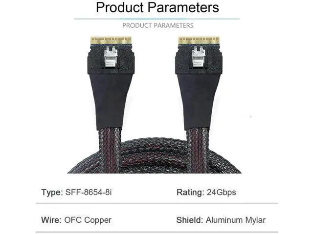Alt view image 3 of 7 - 50cm PCIe 4.0 Slimline SAS Cable, SFF-8654 8i 74Pin Host to SFF-8654 74Pin Target Server Storage Cable