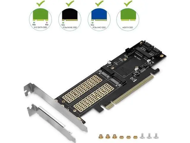 Alt view image 6 of 6 - 3 in 1 SSD Adapter Card, M.2 NVMe to PCIe + M.2 SATA to SATA III + mSATA to SATA Converter, Multi-Function NGFF mSATA Expansion Card for Desktop PC