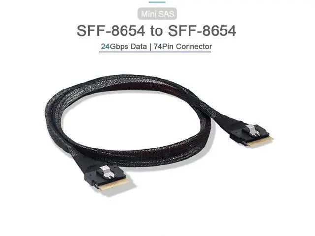 Alt view image 6 of 7 - 50cm PCIe 4.0 Slimline SAS Cable, SFF-8654 8i 74Pin Host to SFF-8654 74Pin Target Server Storage Cable