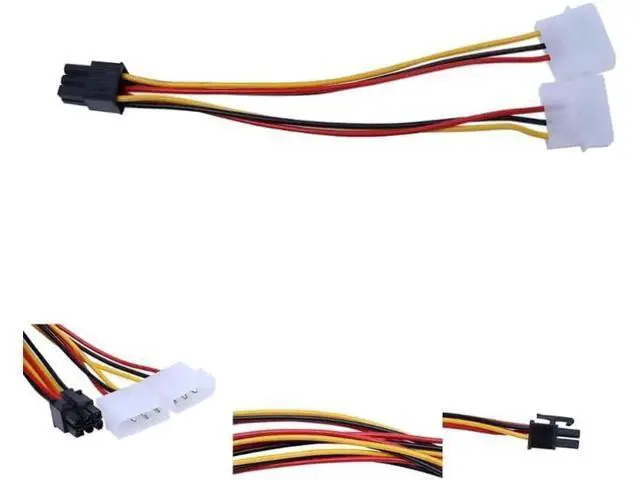 Alt view image 2 of 6 - 10 Pack PCI-E 6Pin Y-Splitter Power Adapter Cables, Dual Molex 4Pin to Single PCIe 6Pin GPU Power Conversion Cord