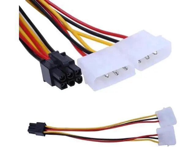 Alt view image 3 of 6 - 10 Pack PCI-E 6Pin Y-Splitter Power Adapter Cables, Dual Molex 4Pin to Single PCIe 6Pin GPU Power Conversion Cord