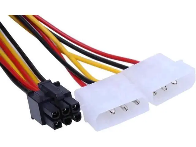 Alt view image 5 of 6 - 10 Pack PCI-E 6Pin Y-Splitter Power Adapter Cables, Dual Molex 4Pin to Single PCIe 6Pin GPU Power Conversion Cord