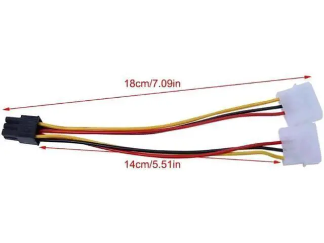 Alt view image 6 of 6 - 10 Pack PCI-E 6Pin Y-Splitter Power Adapter Cables, Dual Molex 4Pin to Single PCIe 6Pin GPU Power Conversion Cord