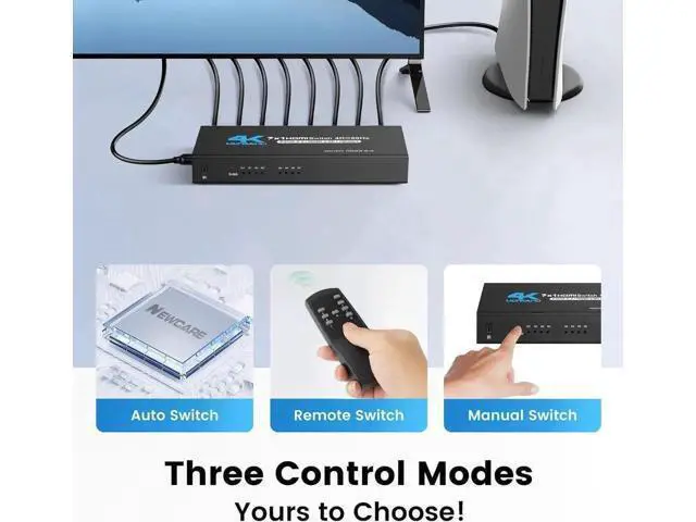Alt view image 3 of 4 - 7 in 1 Out HDMI 2.0 Switch with IR Remote, 7-Port 4K@60Hz HDR10 HDMI Switcher Selector, Support HDCP 2.2, 3D, 1080P, Dolby & DTS Audio, Compatible with PS4, Xbox, Fire Stick, Blu-Ray Player, HDTV Proj