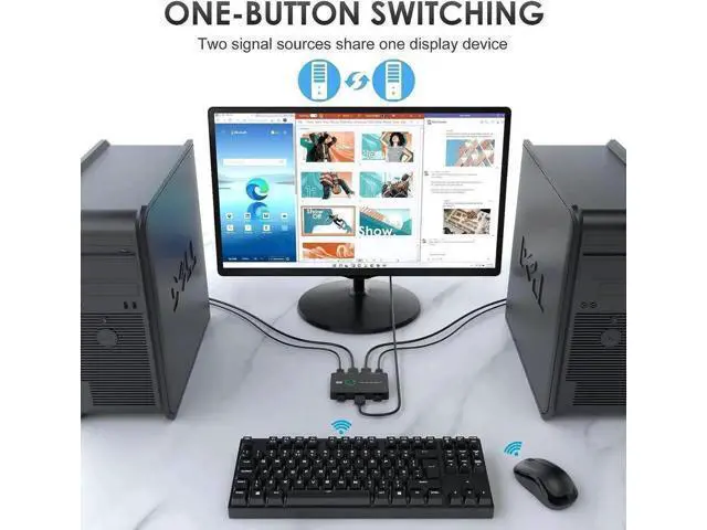 Alt view image 3 of 6 - Upgraded 2 Port HDMI USB 3.0 KVM Switch 4K@60Hz, 2 PCs Share 1 HD Monitor Keyboard Mouse Printer, Includes 2 HDMI Cables & 2 USB Cables
