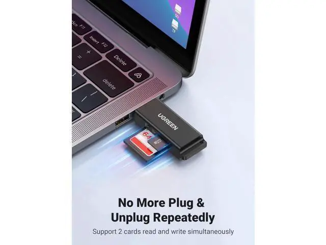 Alt view image 7 of 7 - UGREEN USB 3.0 Dual Slot SD Card Reader, Portable Memory Card Adapter Supports SDXC/SDHC/MMC/RS-MMC/TF/Micro SDXC/Micro SDHC UHS-I, Compatible with Mac, Windows, Linux, Chrome OS Laptops & Desktops