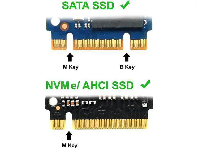 Alt view image 2 of 6 - 2-in-1 M.2 Adapter Card, M-Key NVMe PCIe 2.0 x4 Host Converter + B-Key SATA SSD to SATA Port Expansion Card for Desktop Motherboard Storage Upgrade