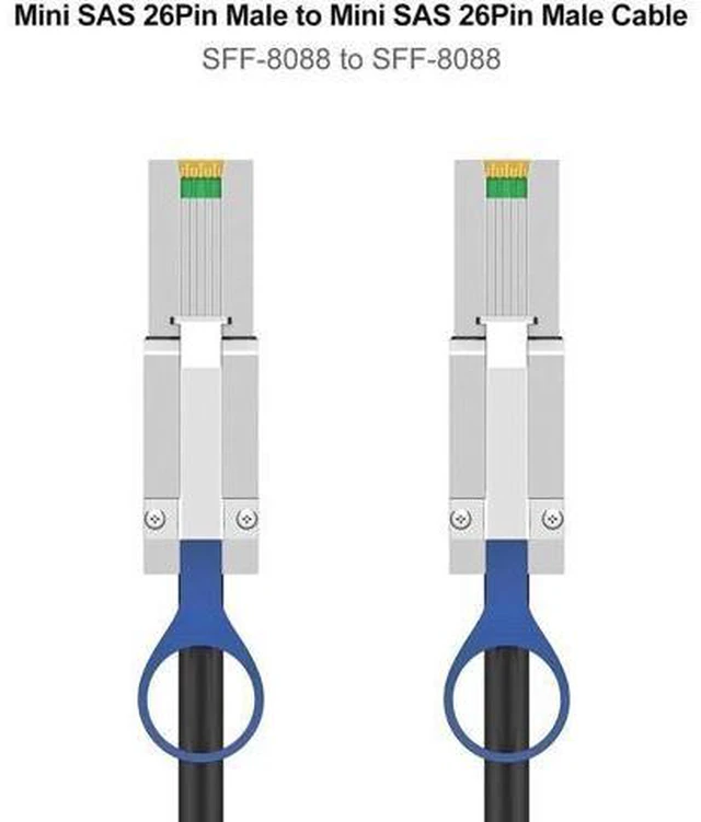 Alt view image 6 of 6 - 2M External Mini SAS Cable, SFF-8088 26Pin Male to SFF-8088 26Pin Male High-Speed Enterprise Storage Cable